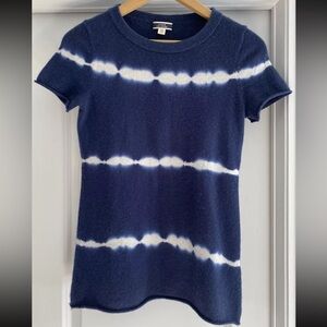 J.Crew Cashmere short sleeve sweater. Blue and white. Women’s size extra small.